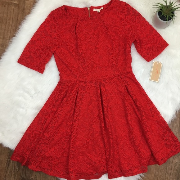 NWT Copper Key Red Lace Fit Flare Skater Dress S - Picture 2 of 6